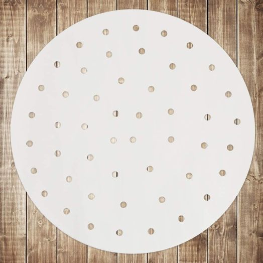 Air Fryer Liners Accessories 9 Inch 100pcs Parchment Paper Bamboo Steamer liners Perforated Anti-stick Waterproof 100% Pure Raw Wood Pulp Perfect For All Air Fryers