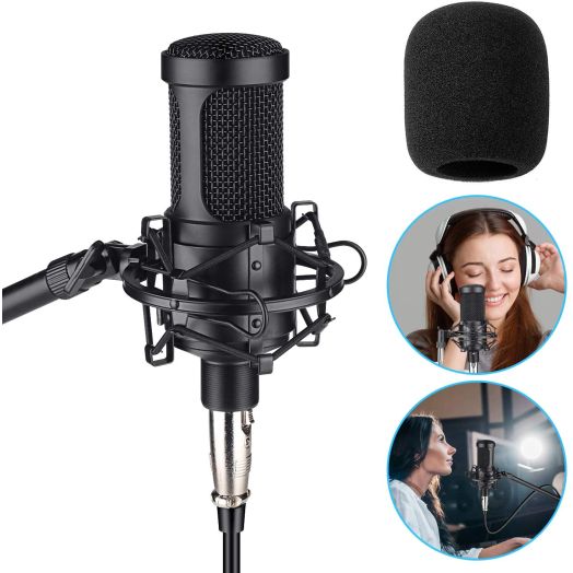 Aokeo AK-60 Professional Condenser Microphone, Music Studio MIC Podcast Recording Microphone Kit with Stand Shock Mount for PC Laptop Computer Broadcasting YouTube Vlogging Skype Chatting Gaming