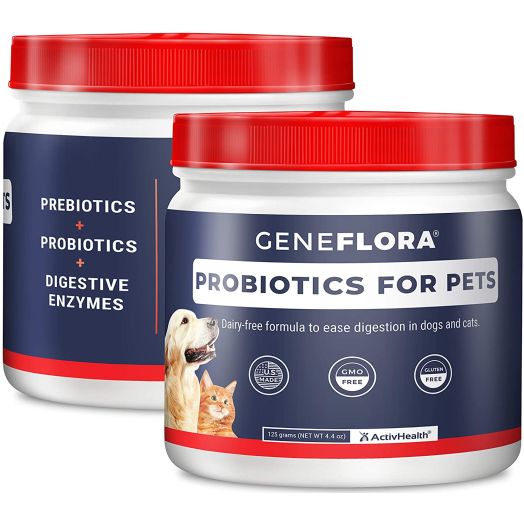 Digestive Enzymes and Probiotic for Pets (Dogs, Cats, Rabbits and More, 125 mg, 120 servings) by Geneflora for Pets Pack of 2