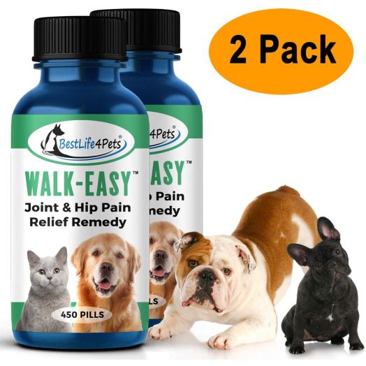 BestLife4Pets Walk-Easy Hip and Joint Supplement for Dogs and Cats - Powerful Anti-inflammatory Support and Proven Arthritis Pain Relief Pills - All Natural, No Bad Stuff, Easy to Give Your Pet