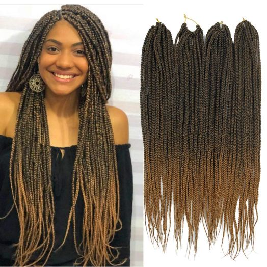 6 Packs Box Braids Crochet Hair Crochet Box Braids Kanekalon Synthetic Hair Crotchet Box Braids Hair 22 Inch
