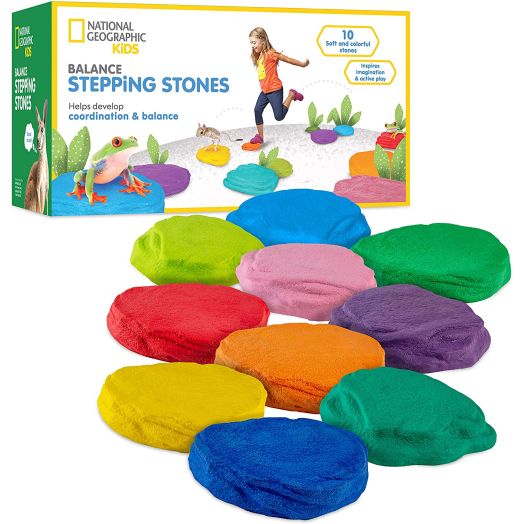 NATIONAL GEOGRAPHIC Balance Stepping Stones - Early Learning and Development for Kids with 10 Soft Stones