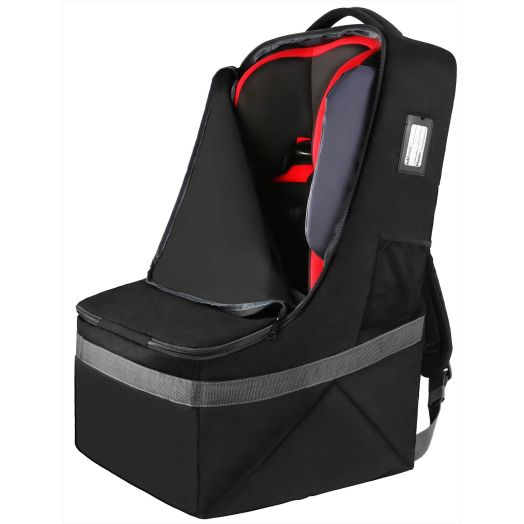 Car Seat Travel Bag, Padded Car Seats Backpack, Large Durable Carseat Carrier Bag, Airport Gate Check Bag, Infant Seat Travel Bag with Padded Shoulder Strap, Travel Car Seat Cover, Black