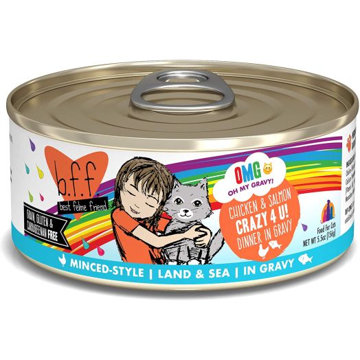 Weruva B.F.F. OMG - Best Feline Friend Oh My Gravy! Grain-Free Natural Wet Cat Food Cans, Land and Sea Recipes in Gravy
