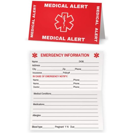 Medical Condition and Emergency Contact ID Wallet Card Folding, Medical Alert Card (5 Pack)