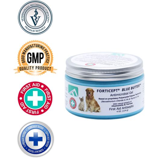 Forticept Blue Butter Antimicrobial Gel, Antiseptic Hydrogel Dogs Wound Care, Dogs and Cats for Skin Infections, Rashes, Sores, Wounds, Burns | 4 OZ