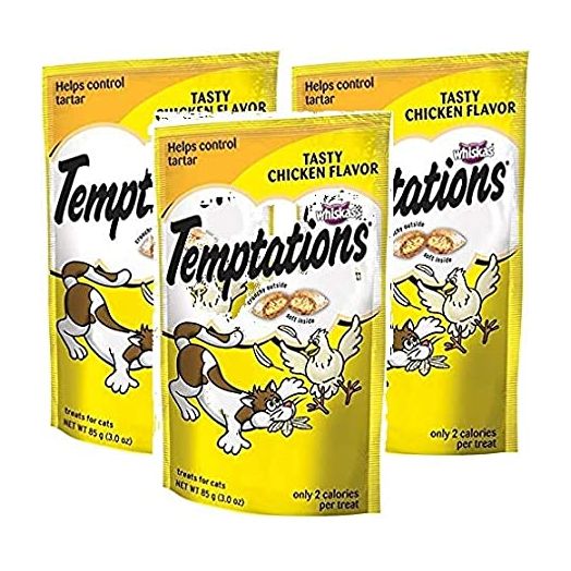 Whiskas 3 Pack Temptations Tasty Chicken Flavor Treats Cats, 3-Ounces Per Pouch
