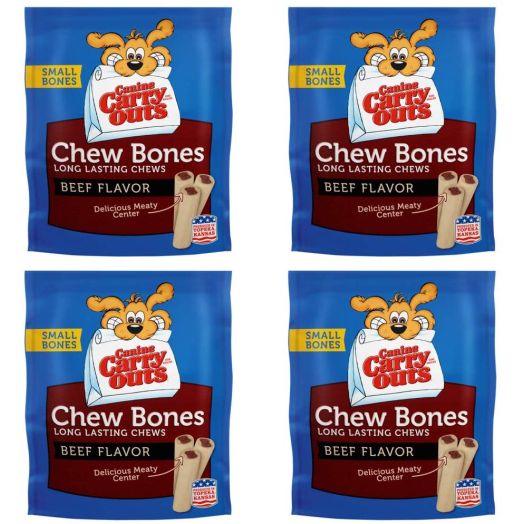 Canine Carry Outs Beef Flavor Chew Bones-4 Pack (2.8 oz Each)