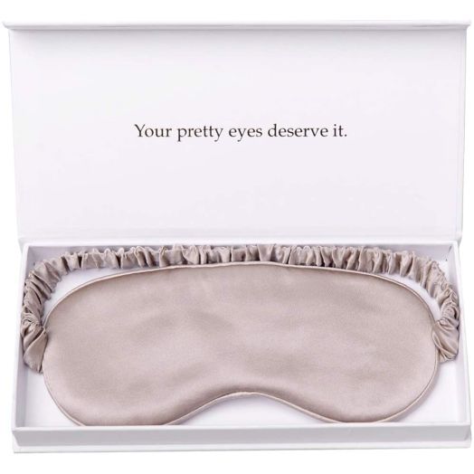 YANSER Luxury Silk Sleep Mask 100% Mulberry Silk Eye Mask/Anti-Aging/Skin Care/Multi Colors/Ultra Soft, Light and Comfy/Travel Bag/Gift Package/Blindfold/Caramel