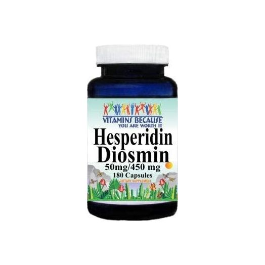 Hesperidin Diosmin 180 Capsules 50mg/450mg - (Non-GMO, Gluten Free) Promotes Lymphatic Drainage and Supports Circulation - Made in USA - Vitamins Because