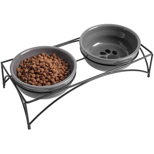 Y YHY Cat Bowls,Elevated Cat Food and Water Bowls with Stand,Raised Pet Bowls for Cats or Dogs,Ceramic Cat Dishes,12 Ounces,Microwave and Dishwasher Safe
