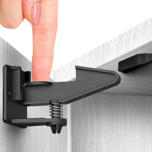 Cabinet Locks Child Safety Latches - 10 Pack Adhesive Child Proof Cabinet Locks - Baby Safety Cabinet Locks - Child Locks for Cabinets and Drawers - Corner and Door Guards, Socket Covers - E-Book Story