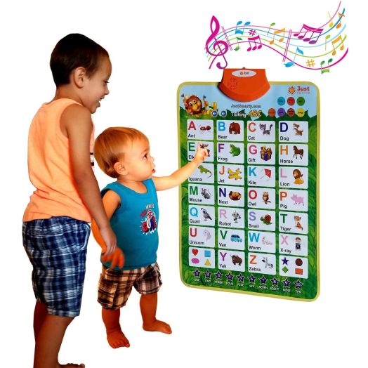 Just Smarty Alphabet Learning Toy for Boys and Girls 3 Years Old and Up. Educational Interactive Poster for Kids to Learn Letters, Numbers, Shapes, Colors, Spelling, with Games, Quizzes and Music