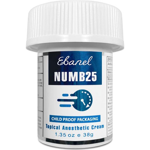 Numb25 Topical Numbing Cream, Lidocaine 5% Max Strength, 1.35oz Painkilling Anesthetic Ointment Rub with Liposomal Technology, Relief Local Anorectral Discomfort