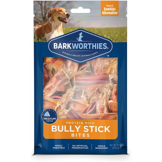 Barkworthies Protein-Rich Bully Stick Bites (10oz. Bag) - All-Natural Rawhide Alternative - Highly Digestible Dog Treat - Promotes Dental Health