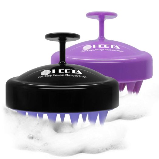 2-Pack Hair Scalp Massager Shampoo Brush, Heeta Wet and Dry Hair Scalp Brush with Soft Rubber (Purple and Black)
