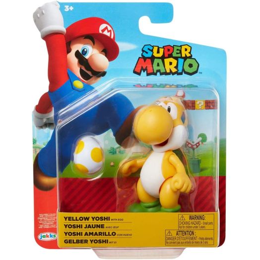 Super Mario 4" Yellow Yoshi Articulated Action Figure with Egg