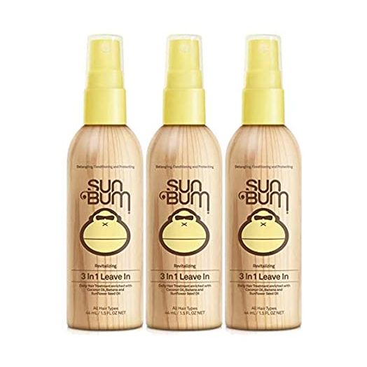 Sun Bum Revitalizing 3 in 1 Leave In Hair Conditioner, 1.5 oz, pack of 3