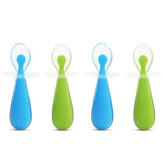 Munchkin 4 Piece Silicone Trainer Spoon, Blue/Green