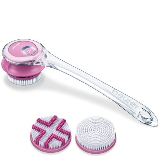 Beurer FC55 Facial Cleansing Brush|Exfoliating and Cleansing Electric Body and Face Brush incl. 2 Spin Brush Heads and Removable Handle for Use as Back Scrubber | Cordless and Waterproof, for All Skin Types