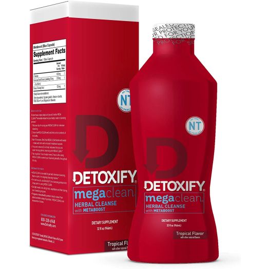 Detoxify Mega Clean NT Herbal Cleanse Tropical Flavor 32 oz Professionally Formulated Herbal Detox Drink Enhanced with MetaBoost Eliminating Need for PreCleanse