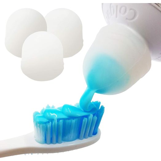 SqueezMe 3 Pack Self-Closing Toothpaste Caps for Bathroom Hygiene No Mess or Waste for Kids and Adults
