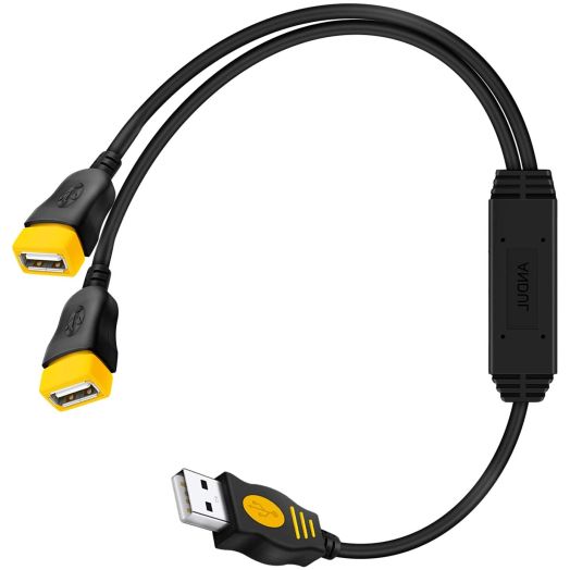 USB Splitter 2.0,Andul USB Y Cable One Male to Female Dual Hub Power Cord Extension Adapter