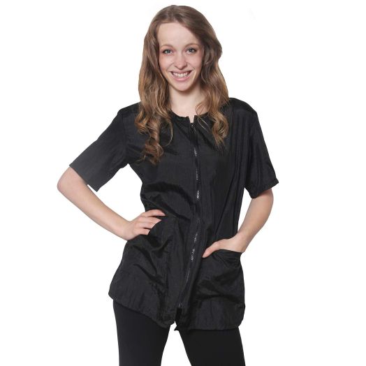 Mane Caper Salon Jacket Black 2 pockets zipper (medium, Black)