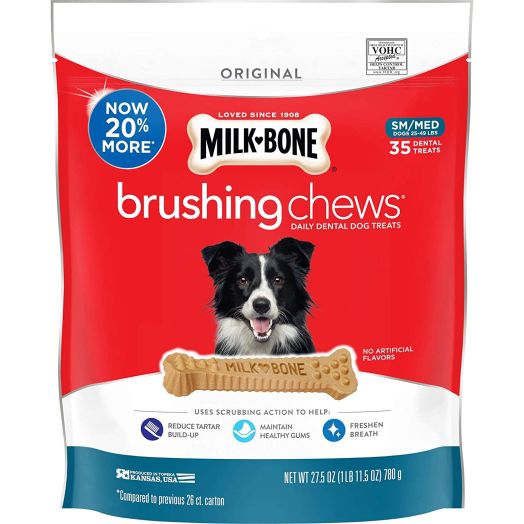 Milk-Bone Original Brushing Chews Daily Dental Dog Treats, Reduce Tartar Build-up, Maintain Healthy Gums