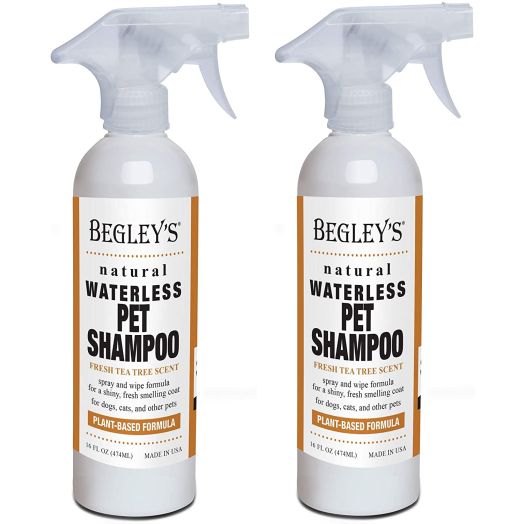 Begley's Natural No Rinse Waterless Pet Shampoo, Bathless Cleaning, Deodorizing, and Odor Removal for a Shiny, Fresh Smelling Coat - Effective for Dogs, Puppies, and Cats - 16 oz