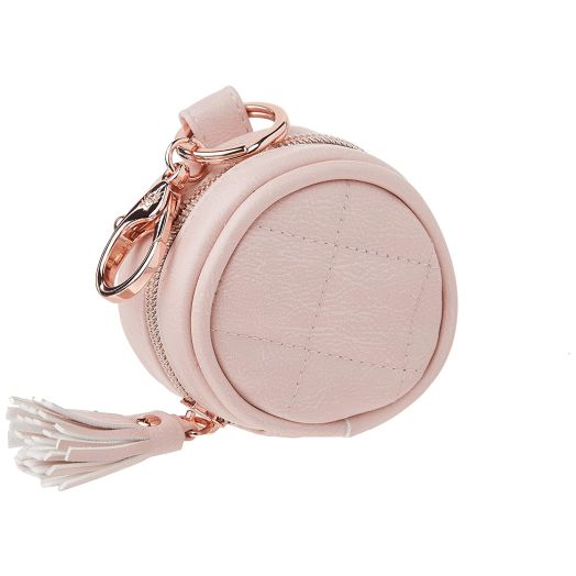 Itzy Ritzy Pacifier Case with Clip Pacifier Charm Pod Includes Clasp to Easily Attach to a Diaper Bag or Purse; Measures 2.5 in Diameter and Holds 2 Pacifiers, Blush