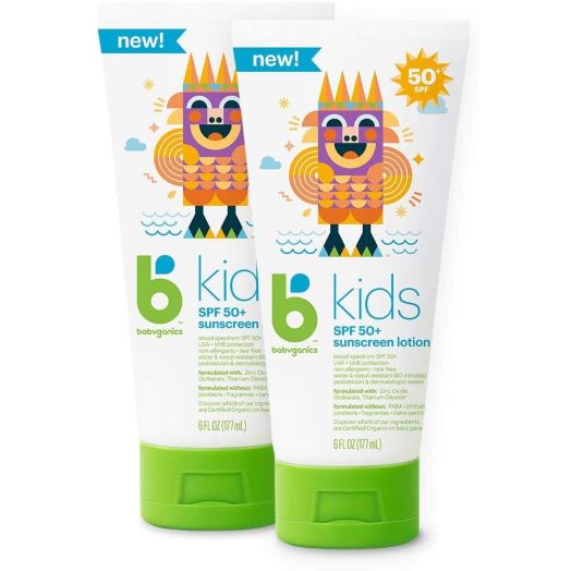 Babyganics Kids Sunscreen Lotion 50 SPF, 6oz, 2 Pack, Packaging May Vary