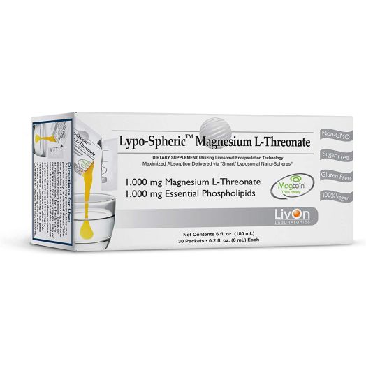 LypoSpheric Magnesium LThreonate 30 Packets 1,000 mg Magnesium Per Packet Liposome Encapsulated for Improved Absorption Professionally Formulated and 100% NonGMO