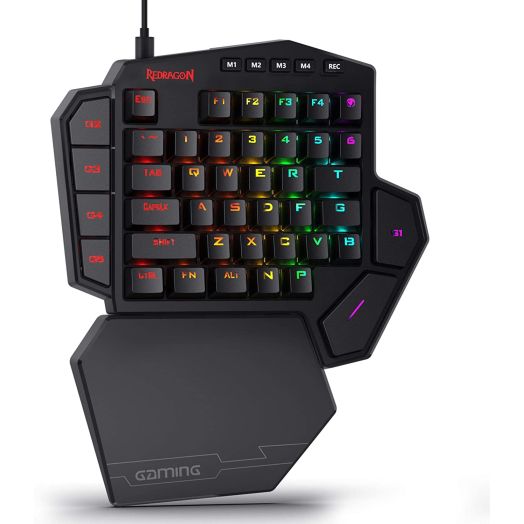 Redragon K585 DITI One-Handed RGB Mechanical Gaming Keyboard, Blue Switches, Type-C Professional Gaming Keypad with 7 Onboard Macro Keys, Detachable Wrist Rest, 42 Keys