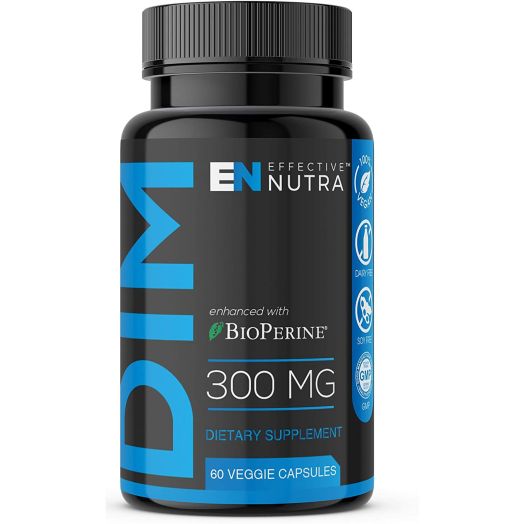 DIM Supplement 300mg - Extra Strength DIM (Diindolylmethane) + 5mg BioPerine 60-Day Supply Provides Estrogen Balance, Hormone Menopause Relief, Treatment of Acne and PCOS