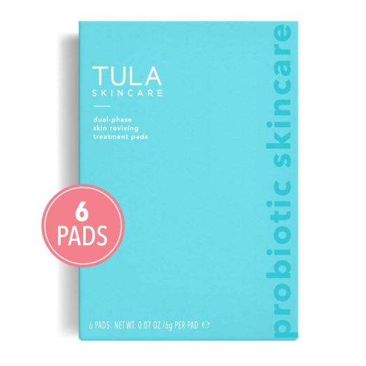 TULA Probiotic Skin Care Instant Facial Dual-Phase Skin Reviving Treatment Pads (6 pads) | Lactic Acid Pads to Exfoliate and Brighten Skin, Instant Facial