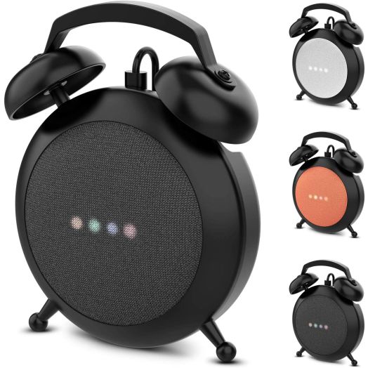 Google Home Mini Stand Holder, Retro Alarm Clock Stand Mount Base Protective Case Compatible with Google Home Mini and Nest Mini(Black)