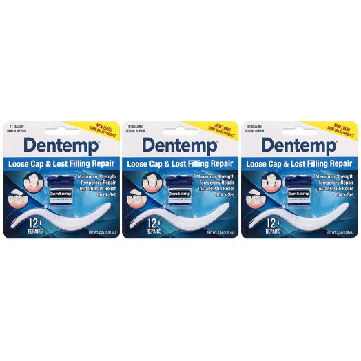 Dentemp Maximum Strength Dental Cement, 0.07 Ounce, 3 Count (Packaging May Vary)