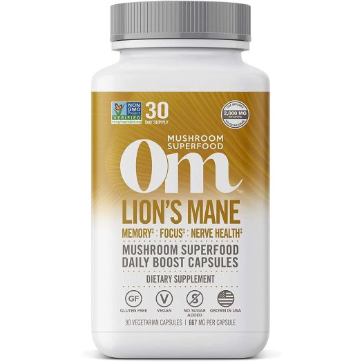 Om Organic Mushroom Nutrition Lion's Mane Mushroom Superfood Daily Boost Capsule, 90 Count