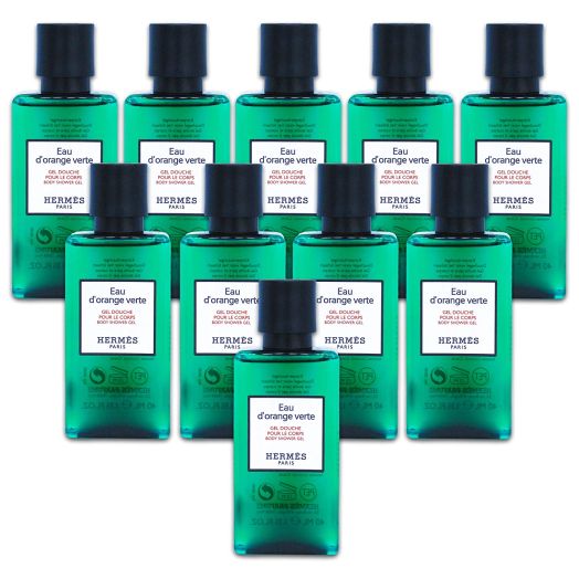 Ten Hermes Eau d'Orange Verte Luxury Body Shower Gel Douche Pour Le Corps in Bubble Bag - Set of 10 X 1.35 Ounce/40 ML Bottles, Total 13.5 Ounce/400 ML