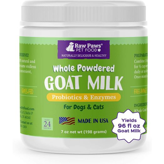 Raw Paws Frozen Raw and Powdered Goat Milk for Dogs and Cats - Made in USA - Milk Replacer for Puppies and Kittens - Goats Milk Supplement for Pets - Pet Food Topper and Enhancer