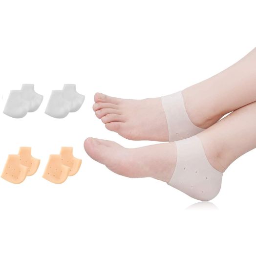 (8PCS) Silicone Heel Protectors,Heel Cups,Gel Heel Cushion,Plantar Fasciitis Inserts Padsand Heel Guards Great fot Heel Pain, Heal Dry Cracked Heels, Achilles Tendinitis.Heel Sore.