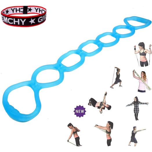 calliven Portable 7 Ring Stretch and Resistance Exercise Band | Back, Foot, Leg, Hand Stretcher, Arm Exerciser| for Home or Fitness Center Workout, Physical Therapy
