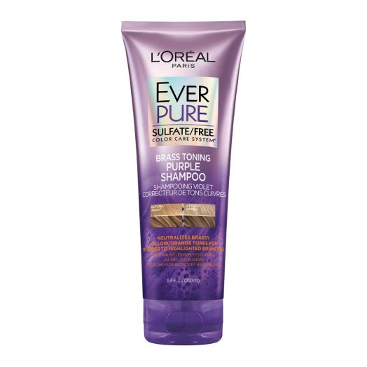 L'Oral Paris Hair Care EverPure Sulfate Free Brass Toning Purple Shampoo for Blonde, Bleached, Silver, or Brown Highlighted Hair, 6.8 Fl. Oz