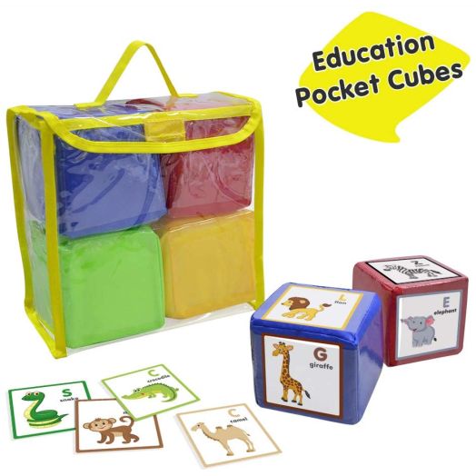 Godery DIY Education Playing Game Dice, Pocket Cubes for Teaching - Set of 4