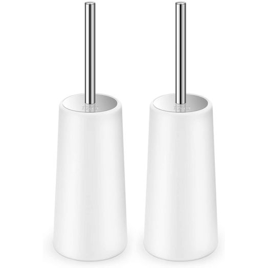 IXO Toilet Brush and Holder, 2 Pack Toilet Brush with 304 Stainless Steel Long Handle, Toilet Bowl Brush for Bathroom Toilet-Ergonomic, Elegant,Durable