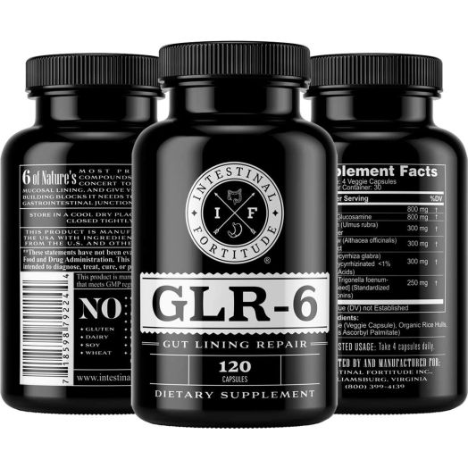 Intestinal Fortitude GLR-6 - Gut Lining Repair Supplement - L Glutamine - Marshmallow Root - Slippery Elm - DGL Licorice Root - Fenugreek - N Acetyl D Glucosamine - Gut Health - Leaky Gut - IBD - IBS (PACKAGING MAY VARY)