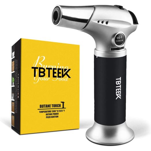 TBTEEK Butane Torch, Kitchen Torch Cooking Torch with Safety Lock and Adjustable Flame for Cooking, BBQ, Baking, Brulee, Creme, DIY Soldering(Butane Not Included)