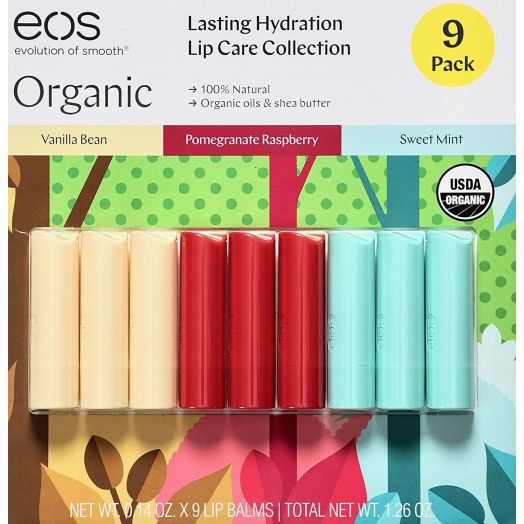 EOS Organic Lip Balm Care Collection, 9 Pack