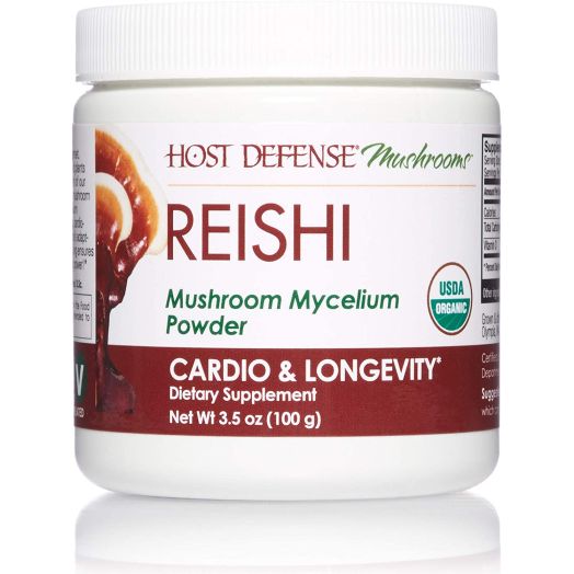 Host Defense, Reishi Mushroom Powder, Supports Energy, Cardiovascular Health and Stress Response, Certified Organic Supplement, 3.5 oz (66 Servings)